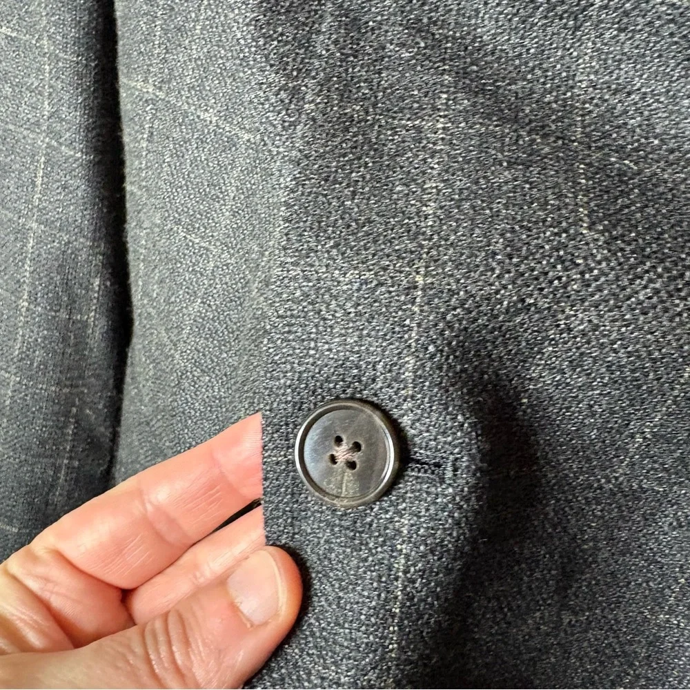 Men's Charcoal Gray Windowpane Wool Blazer Size 42L